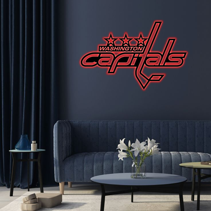NHL Washington Capitals Logo RGB Led Lights Metal Wall Art