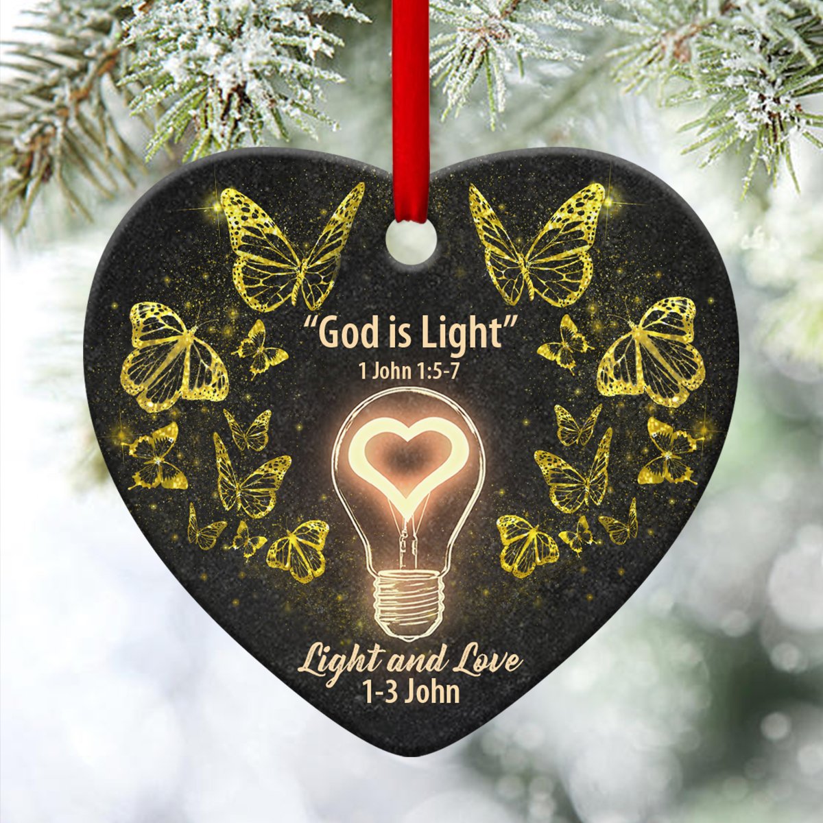 PresentsPrints, Butterfly Acrylic Heart Ornament - God Is Light NQ78