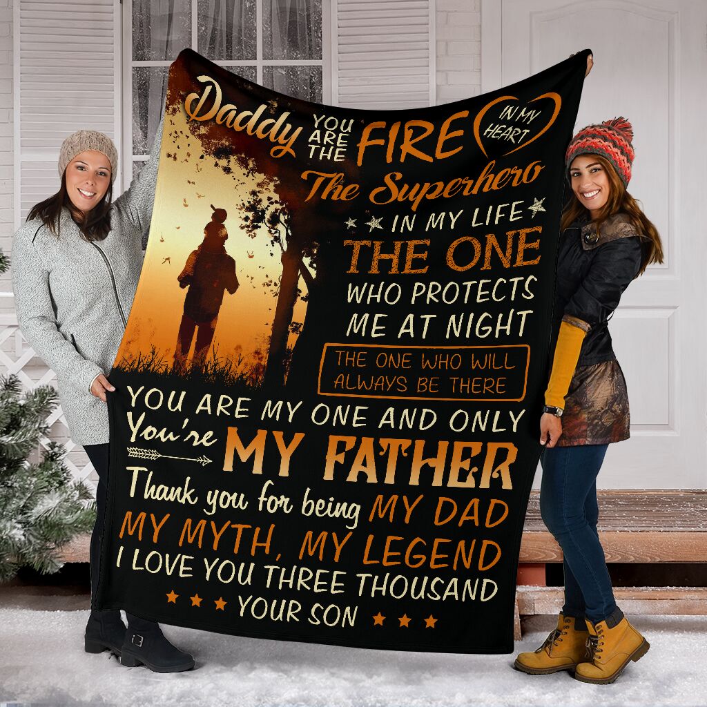 Daddy The Superhero, I Love you three thousand Throw Fleece Blanket, Father's Day Gift