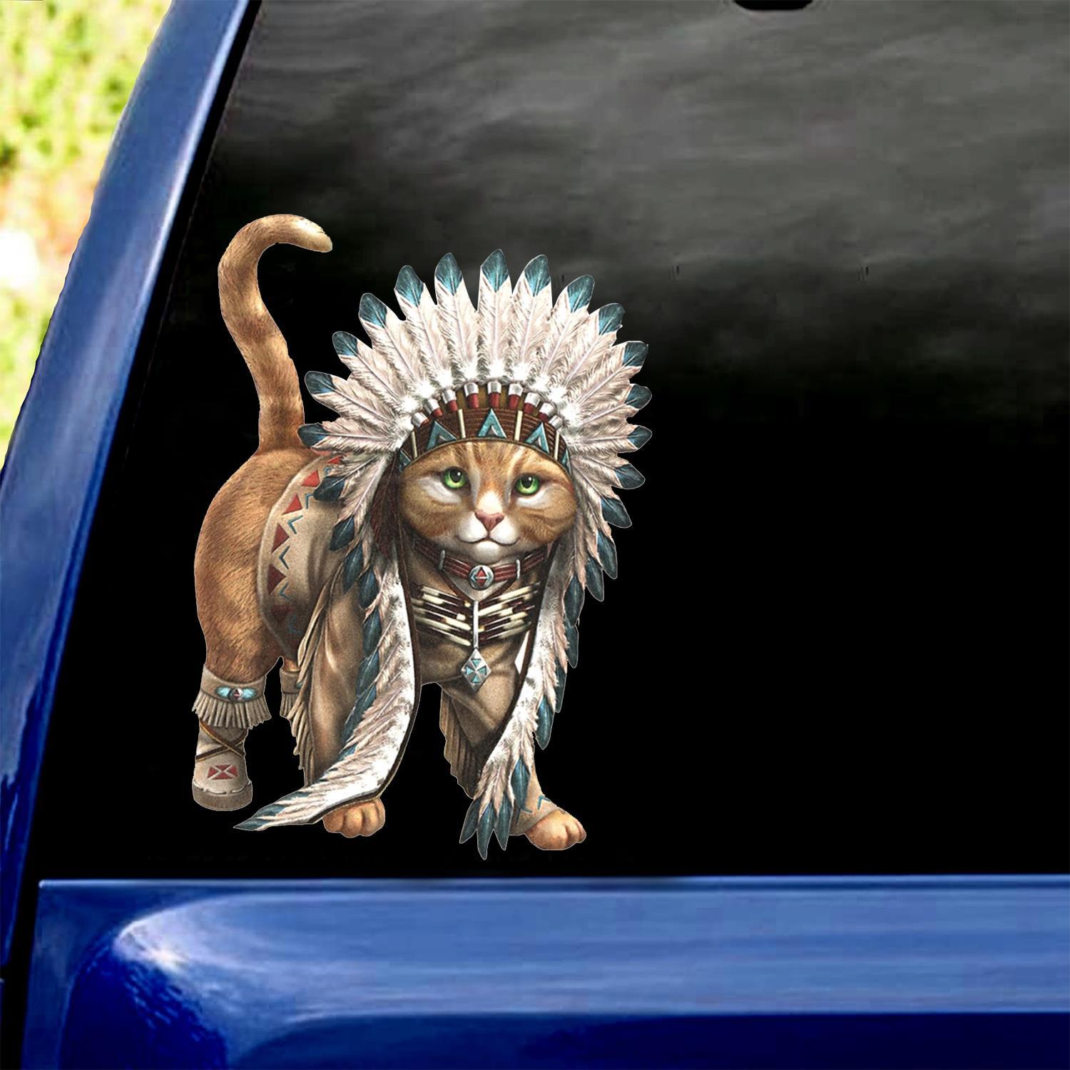 Native Cat Car Decal Sticker | Waterproof | Vinyl Sticker