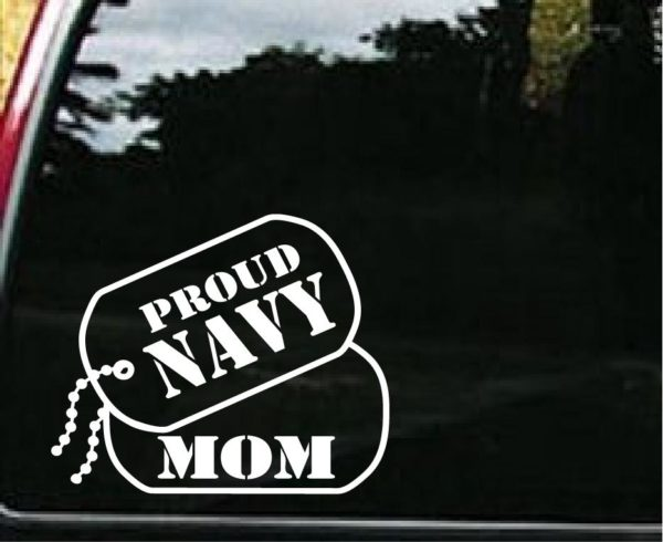 Navy Mom Dog Tags Military Window Car Decal Sticker | Waterproof | Vinyl Sticker