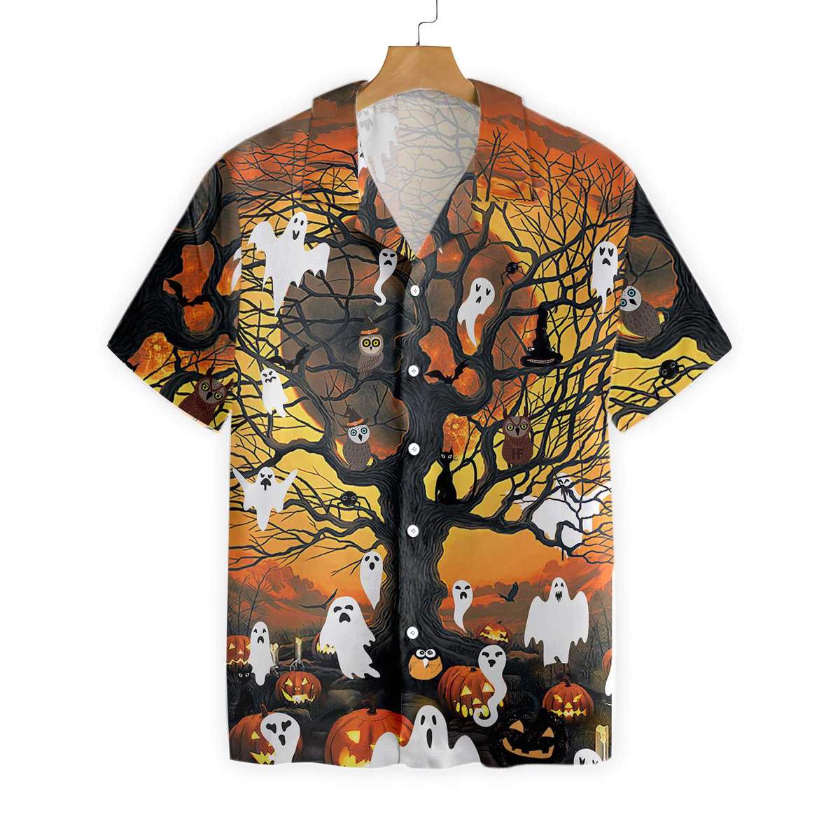 Night Of Pumpkin & Ghost Hawaiian Shirt, Aloha Shirt