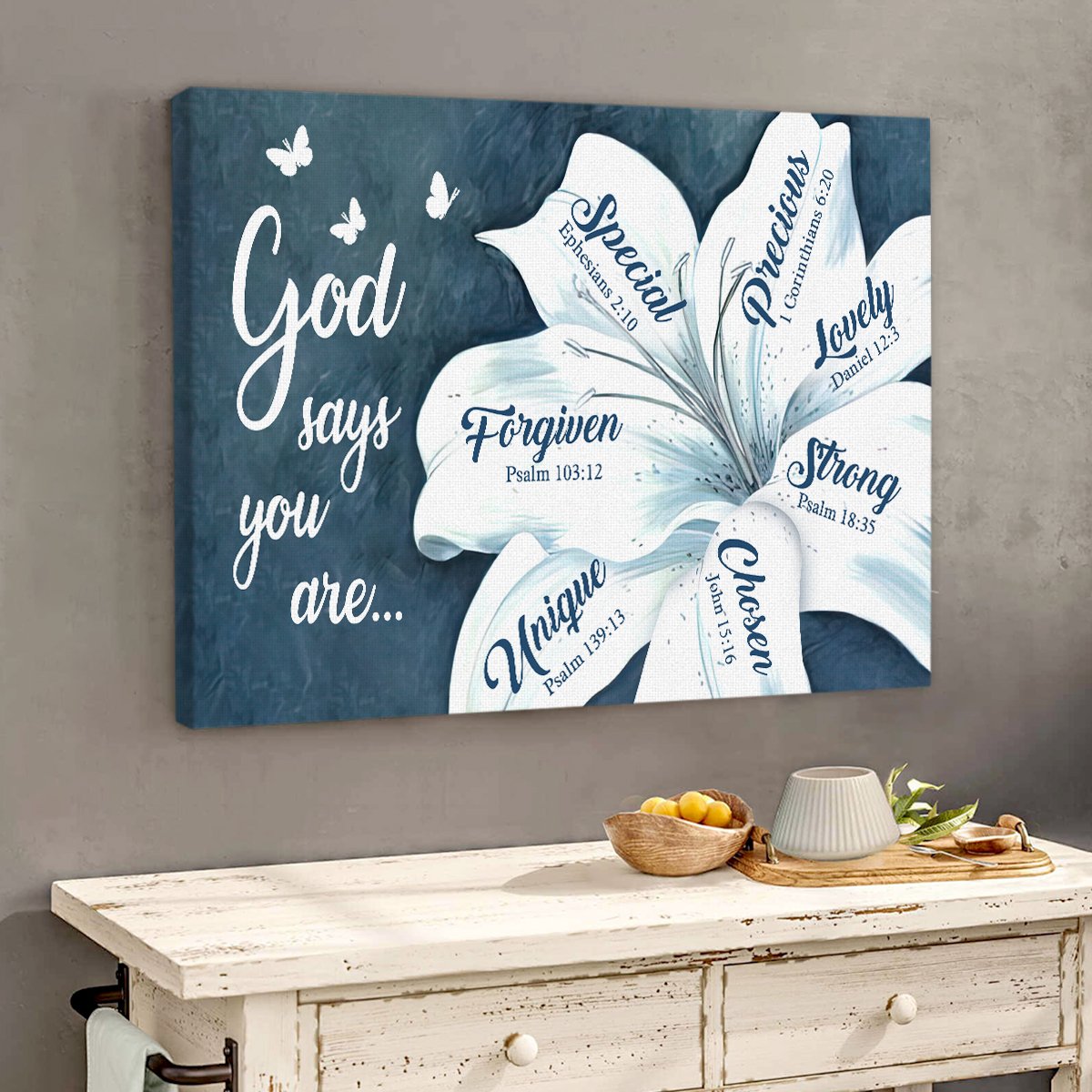 PresentsPrints, God Says You Are Unique - Beautiful Flower Christian Canvas NUQ73