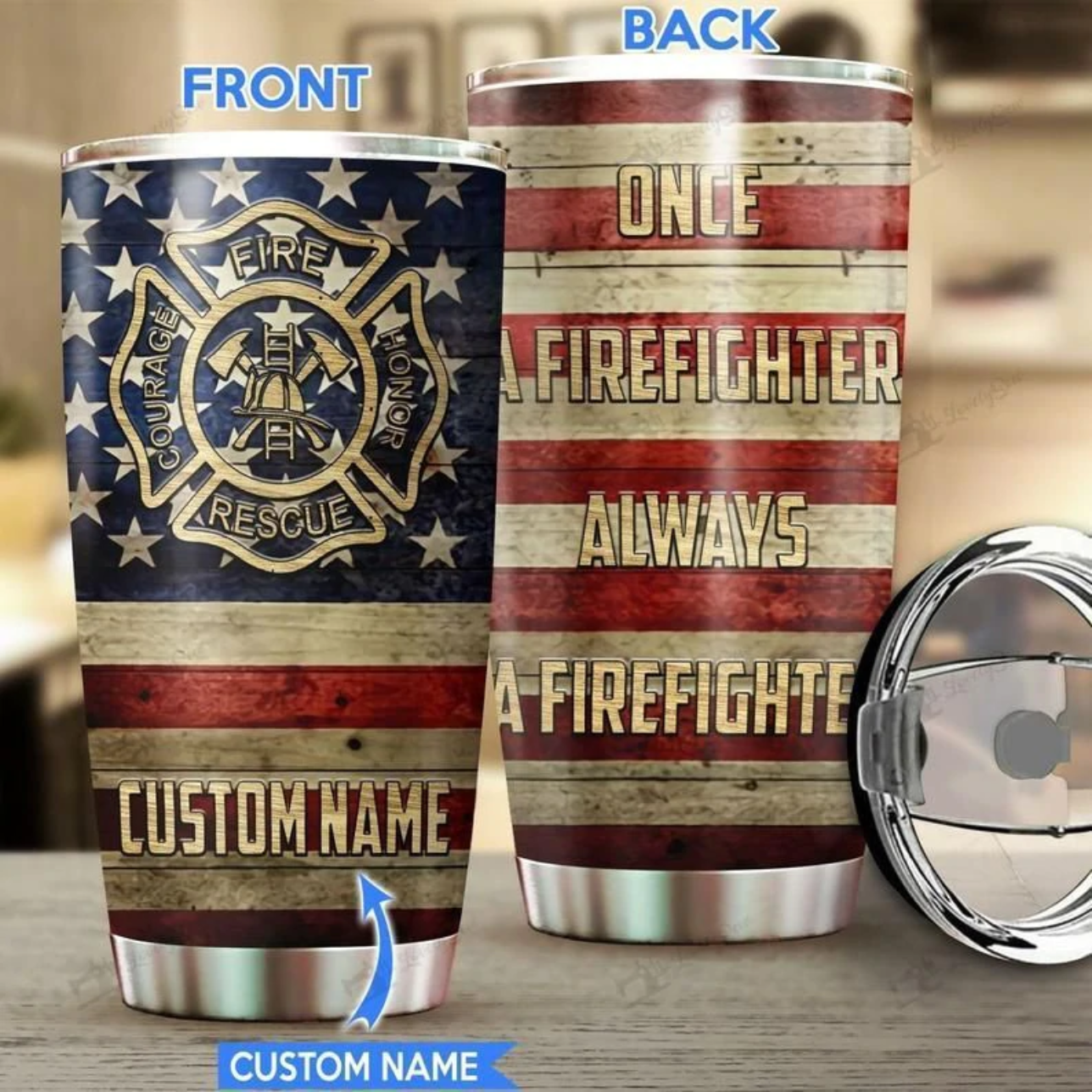 PresentsPrints, Once a firefighter always a firefighter Personalized Tumbler 20oz 30oz