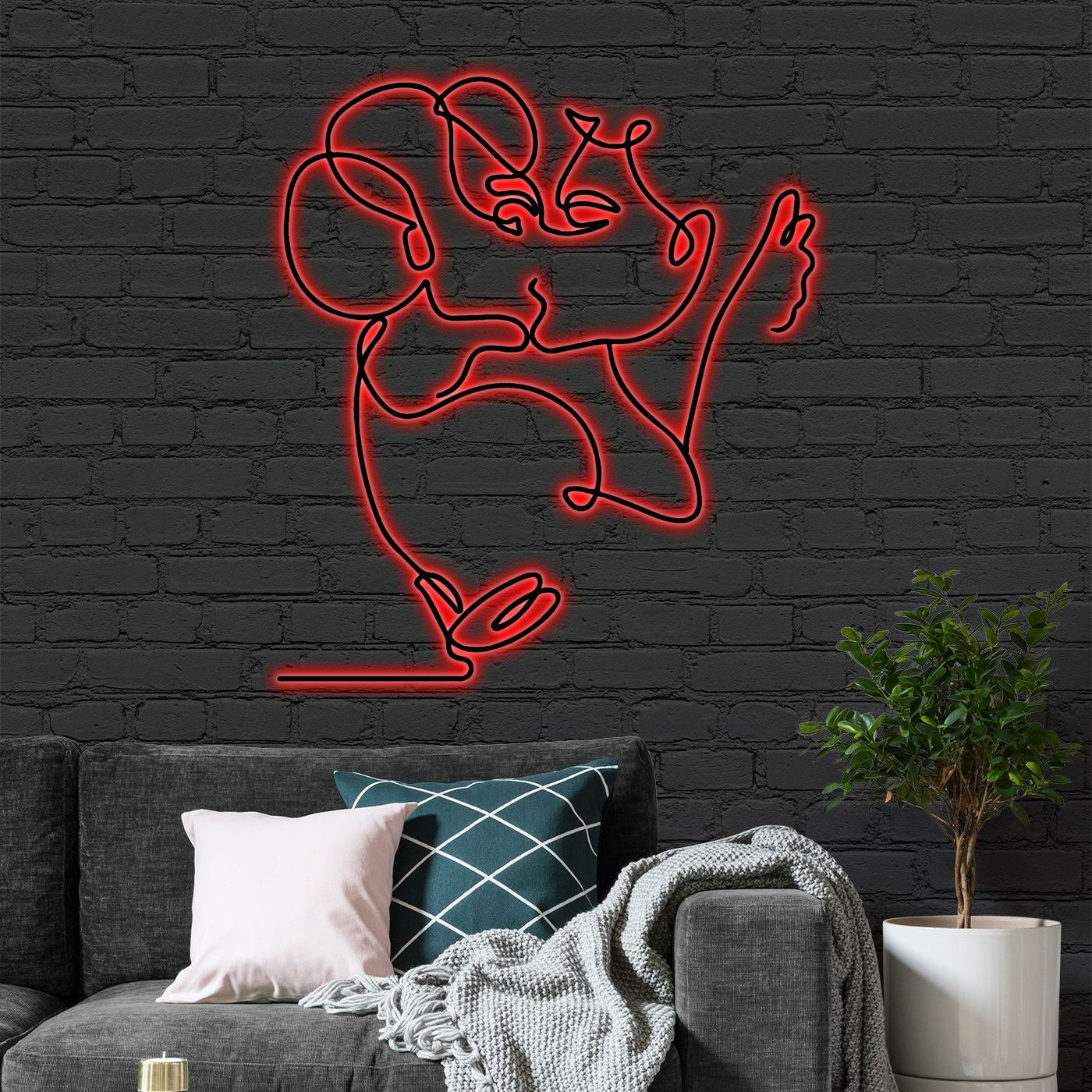 PresentsPrints One Line Drawing Couple RGB Led Lights Metal Wall Art, Valentine Gift