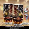 PresentsPrints, US Firefighter under Flag, Personalized Tumbler 20oz 30oz