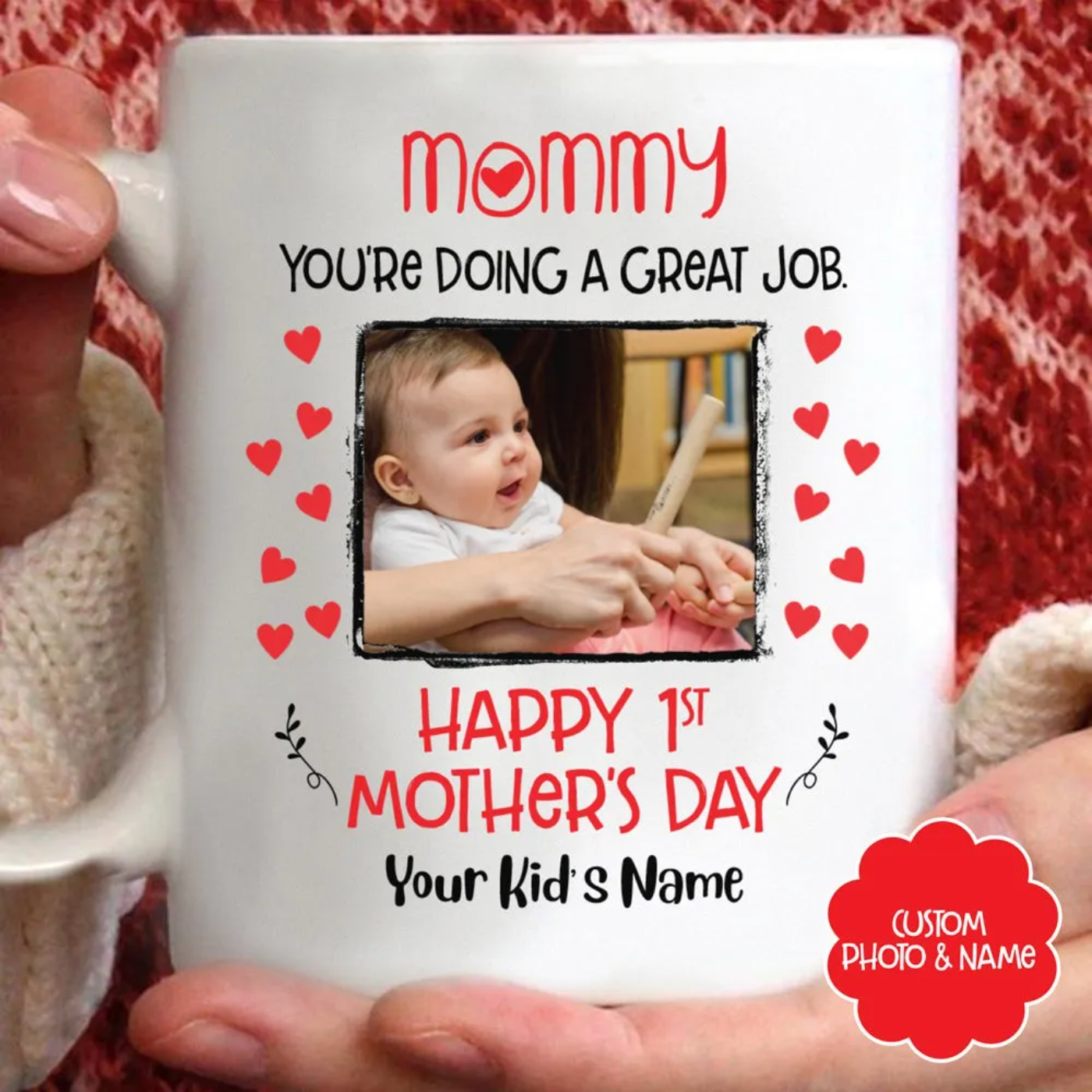 PresentsPrints, Personalized Gift For New Mom Happy 1st Mother’s Day Mug