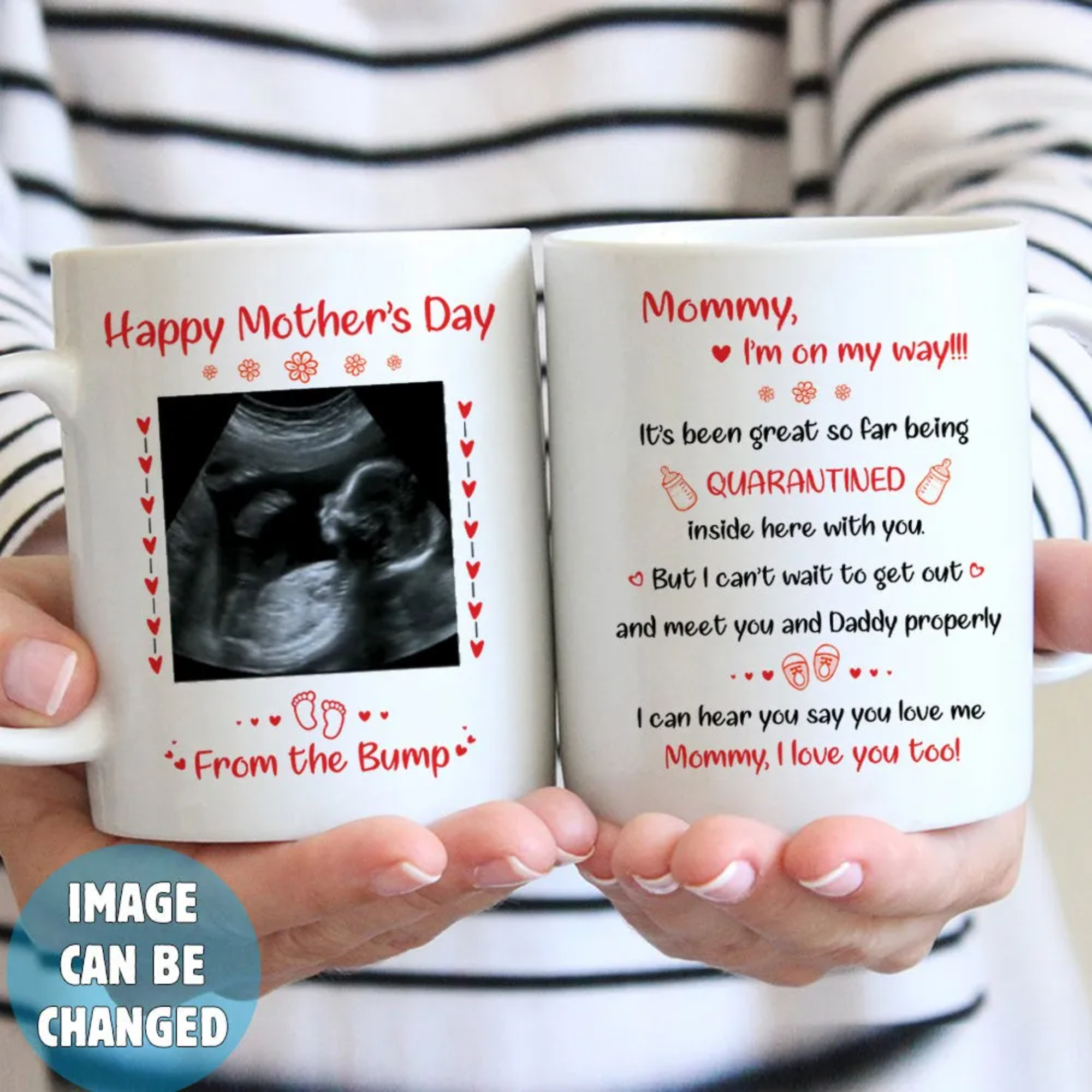 Personalized Mother’s Day Gift For Mom To Be From The Bump I’m On My Way Mug