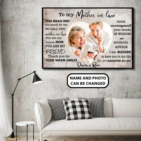 PresentsPrints, To My Mother in law, Love from Daughter-In-Law, Personalized Canvas, Mother's Day Gift