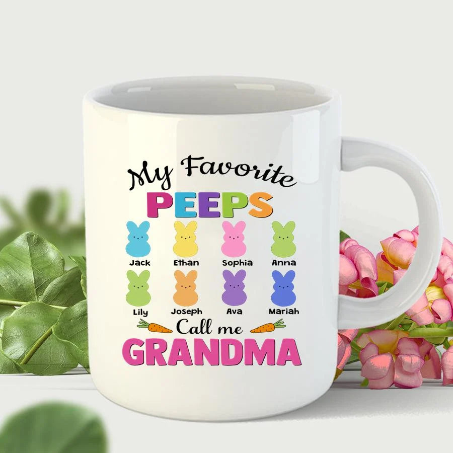 PresentsPrint, Personalized My Favorite Peeps Call Me Grandma Colorful, Happy Easter Mug