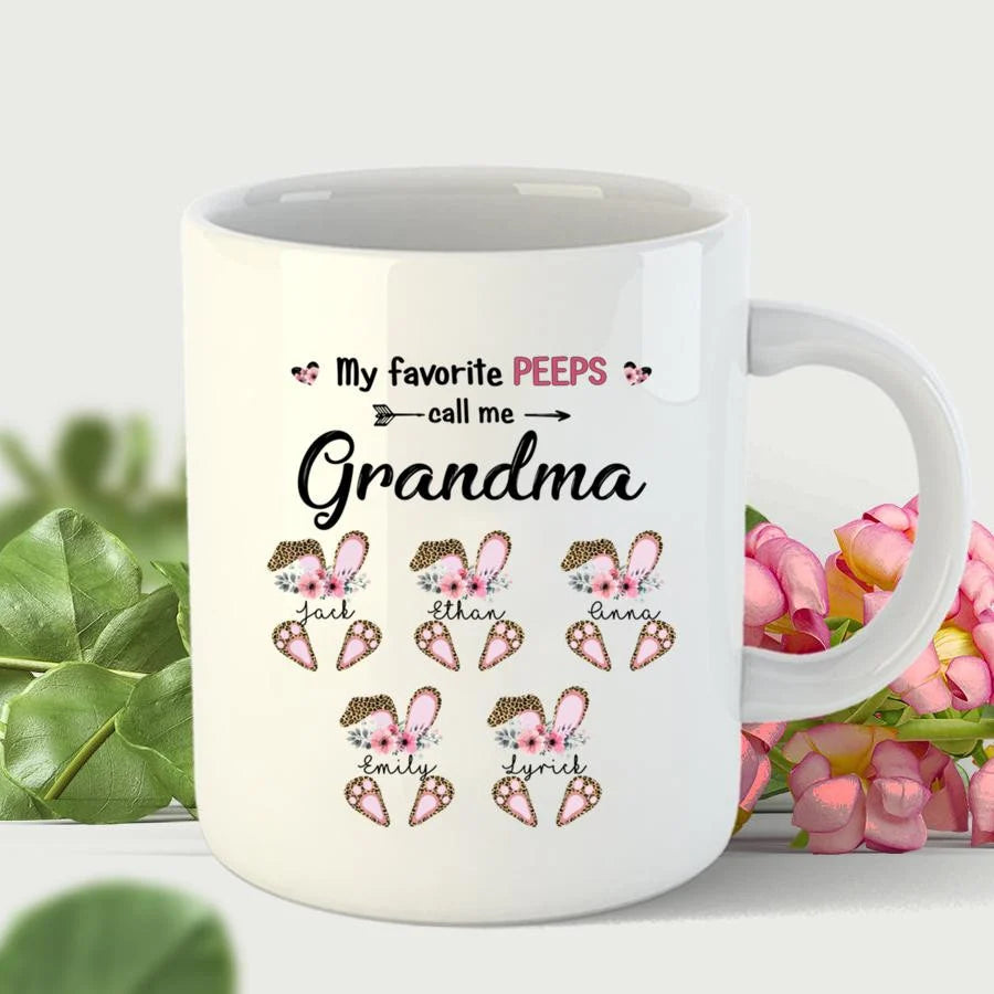 PresentsPrint, Personalized My Favorite Peeps Call Me Grandma , Happy Easter Bunny Mug