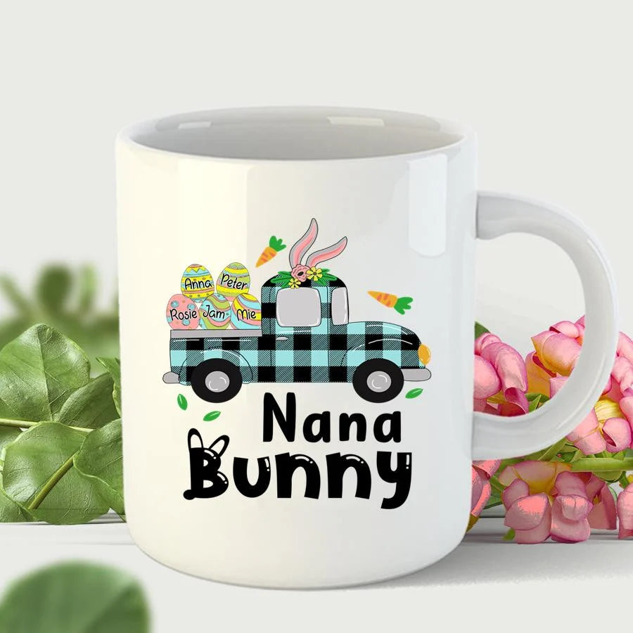 PresentsPrint, Personalized Nana Bunny Easter Truck Mug Gifts For Mother's Day