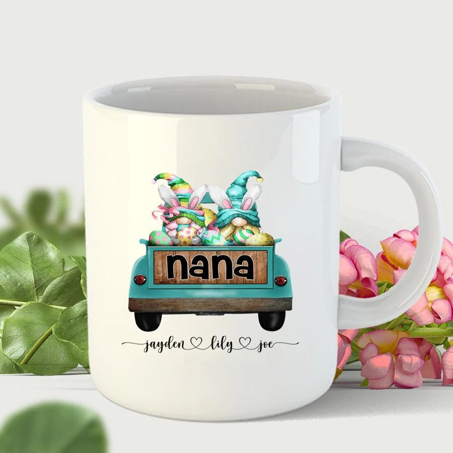 PresentsPrints, Personalized Nana Easter Truck, Easter Gnome Mug Gifts For Mom