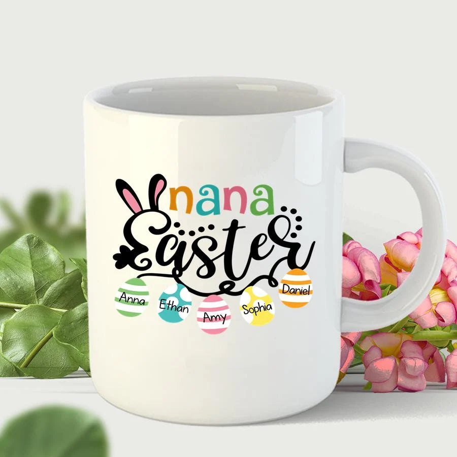PresentsPrint, Personalized Nana Easter, Easter Bunny, Easter Family Mug Gifts For Mom