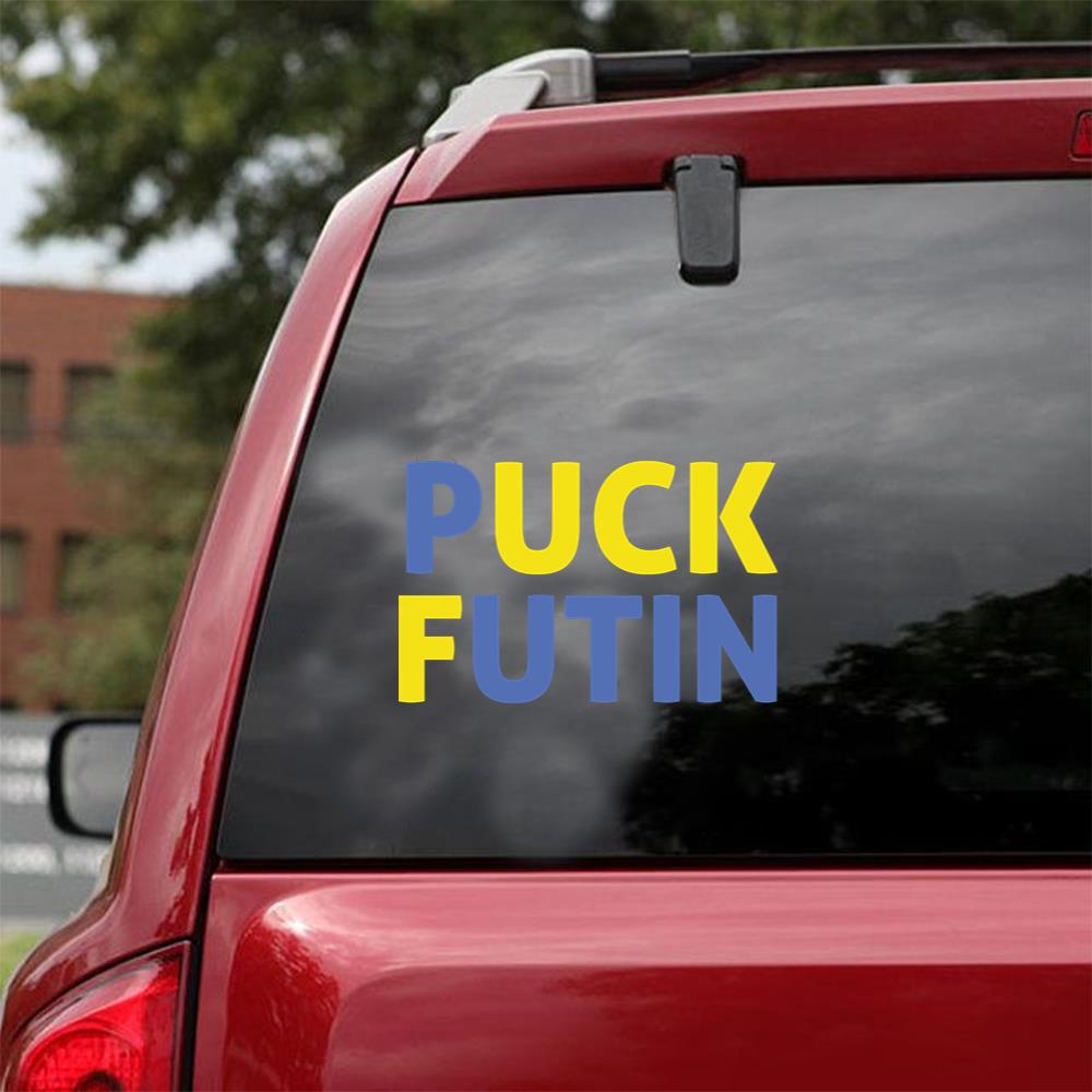 Puck Futin -I Stand With Ukraine -Puck Futin Support Ukraine Peace Love Ukraine Car Vinyl Decal Sticker