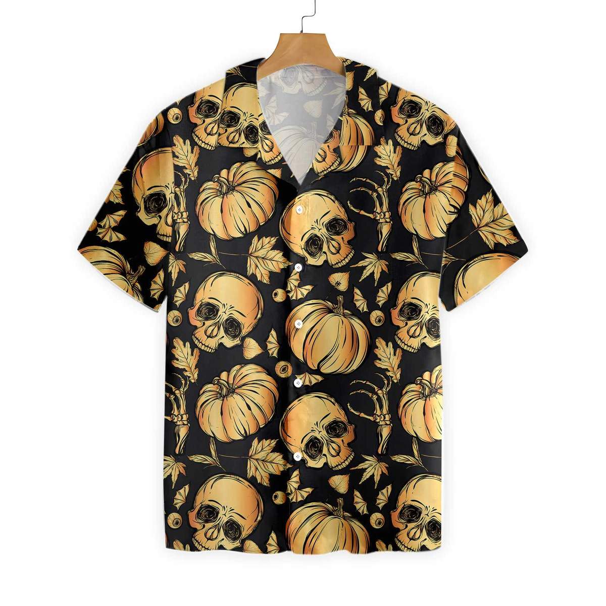 Pumpkin & Skull Halloween Hawaiian Shirt, Aloha Shirt