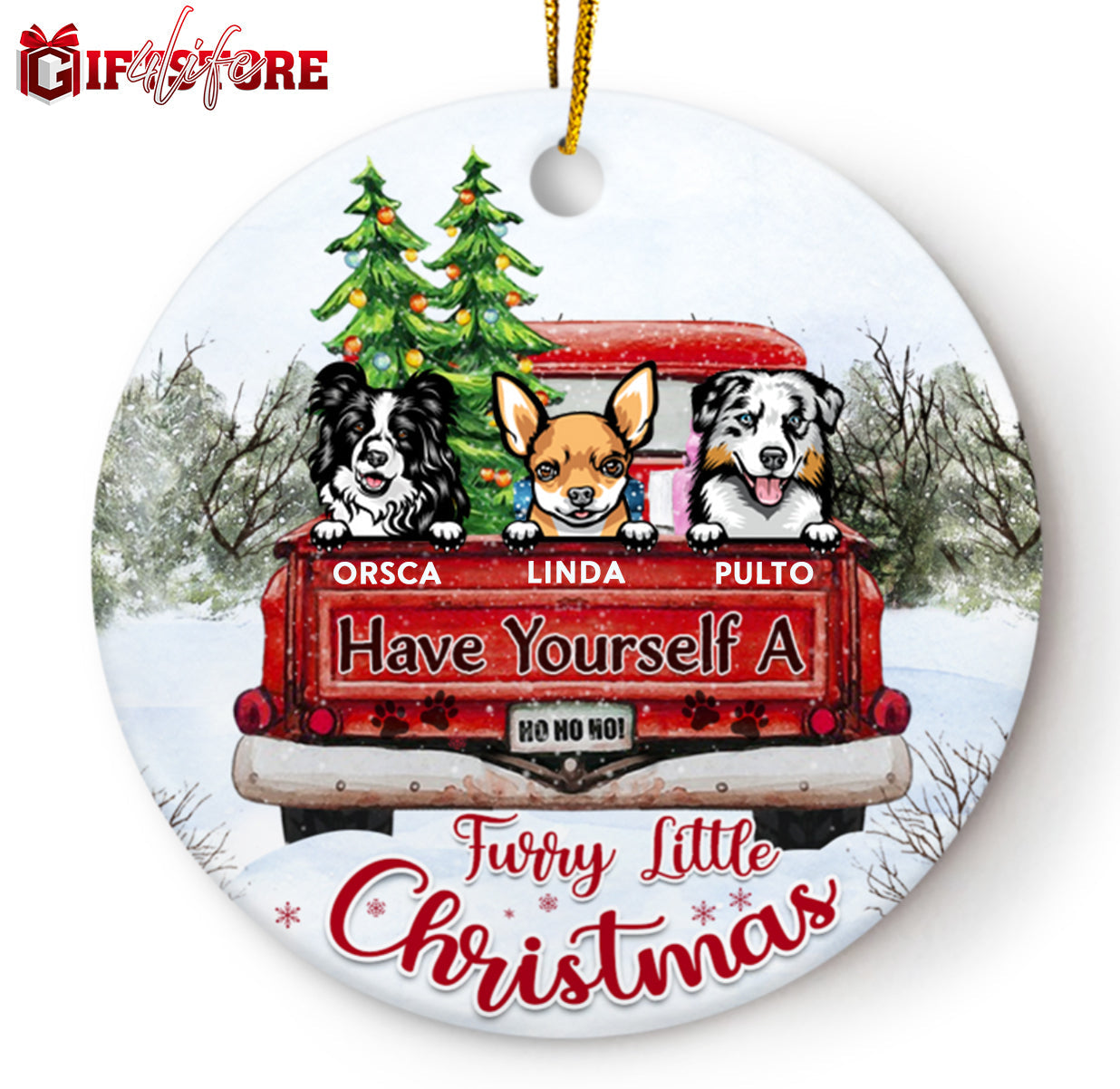 PresentsPrints, Have Yourself A Furry Little Christmas - Christmas Gift For Dog Lovers - Personalized Circle Acrylic Ornament