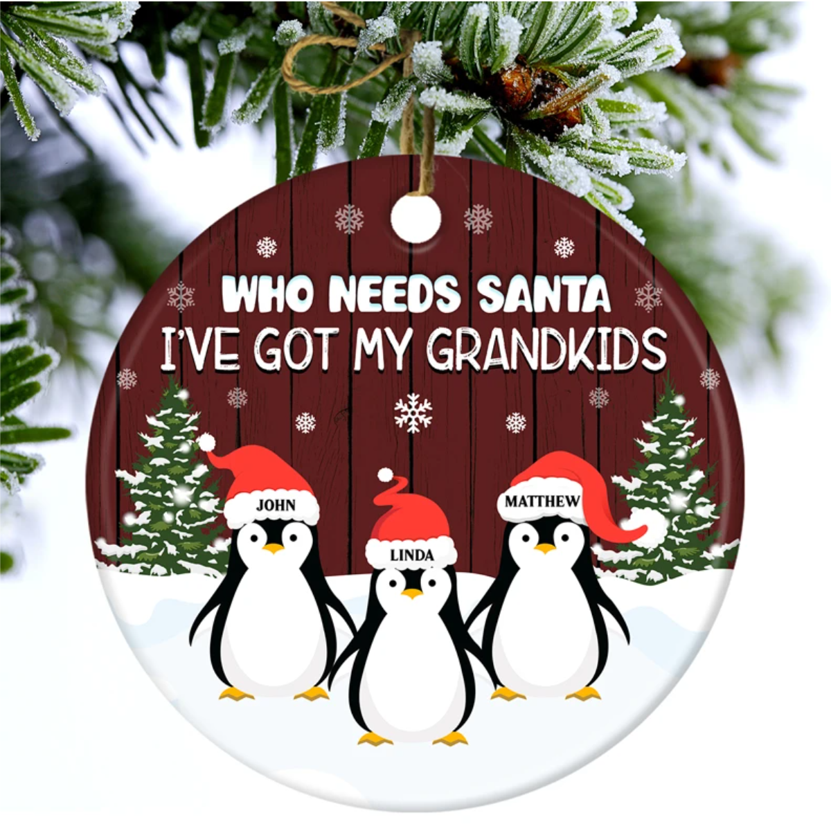 PresentsPrints, Who Needs Santa - Christmas Gift For Grandparents - Personalized Circle Acrylic Ornament