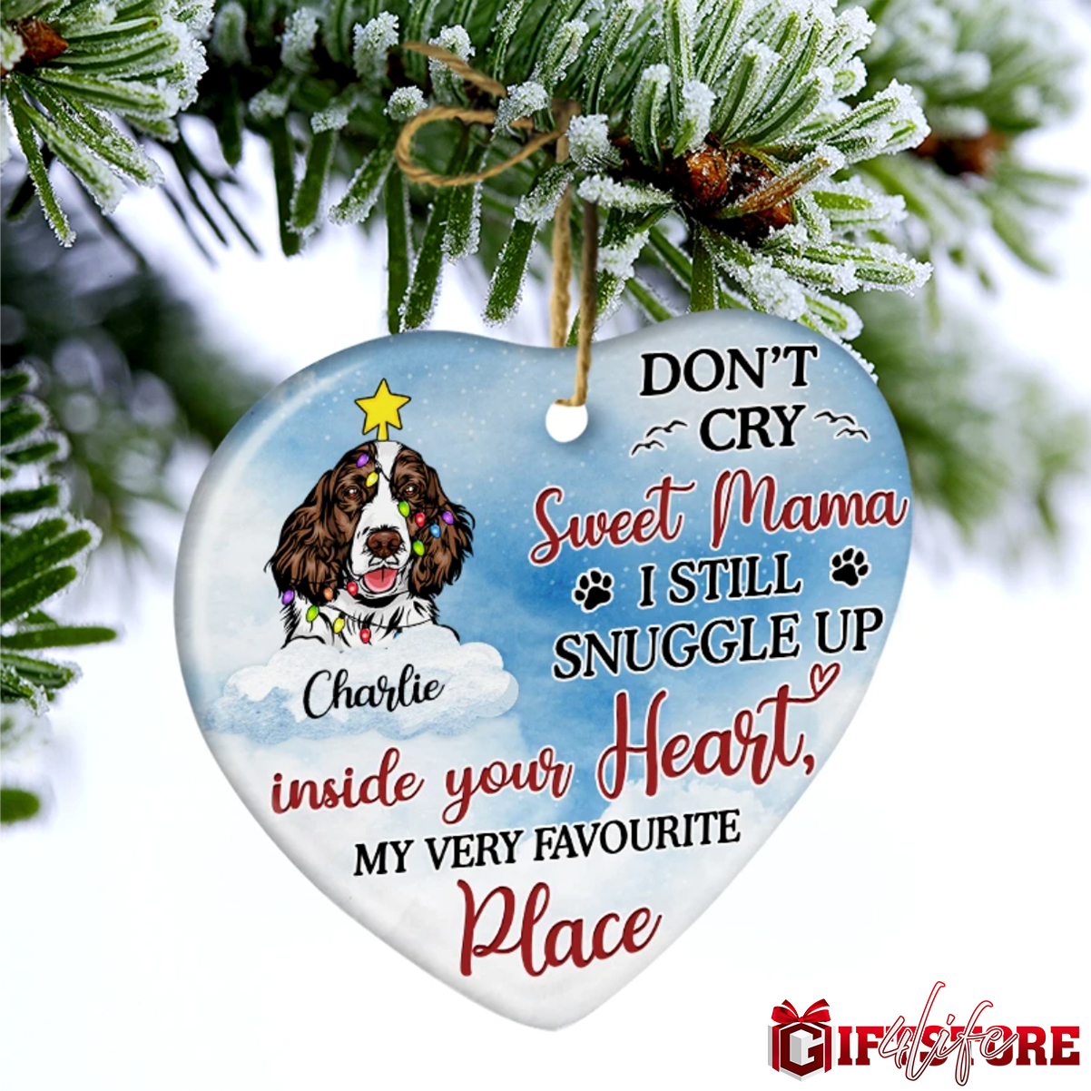 PresentsPrints, Don't Cry Sweet Mama Pet Loss - Memorial Gift - Personalized Heart Acrylic Ornament