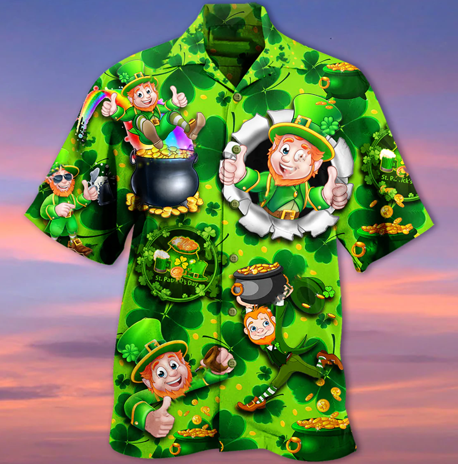 PresentsPrints, Green Leprechaun Love Irish St Patrick's Day Hawaiian Shirt