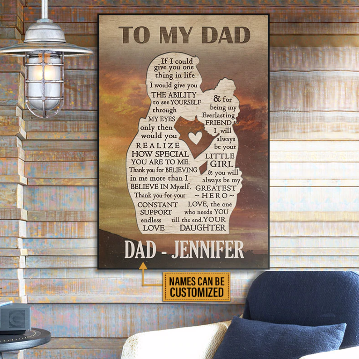 PresentsPrints,To My Dad, Gift from daughter Customized Poster, Father's Day Gift