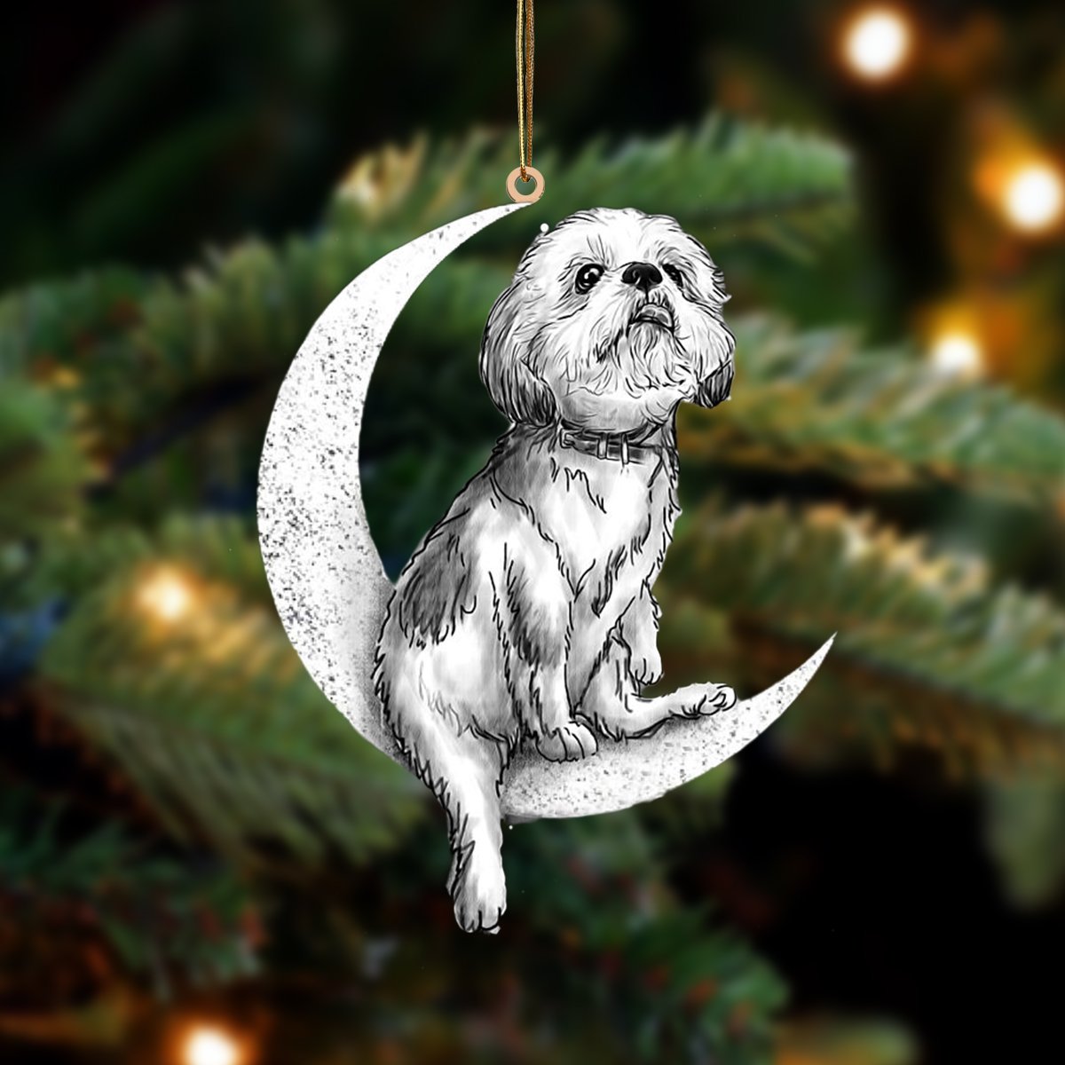 Shih Tzu-Sit On The Moon-Two Sided Ornament