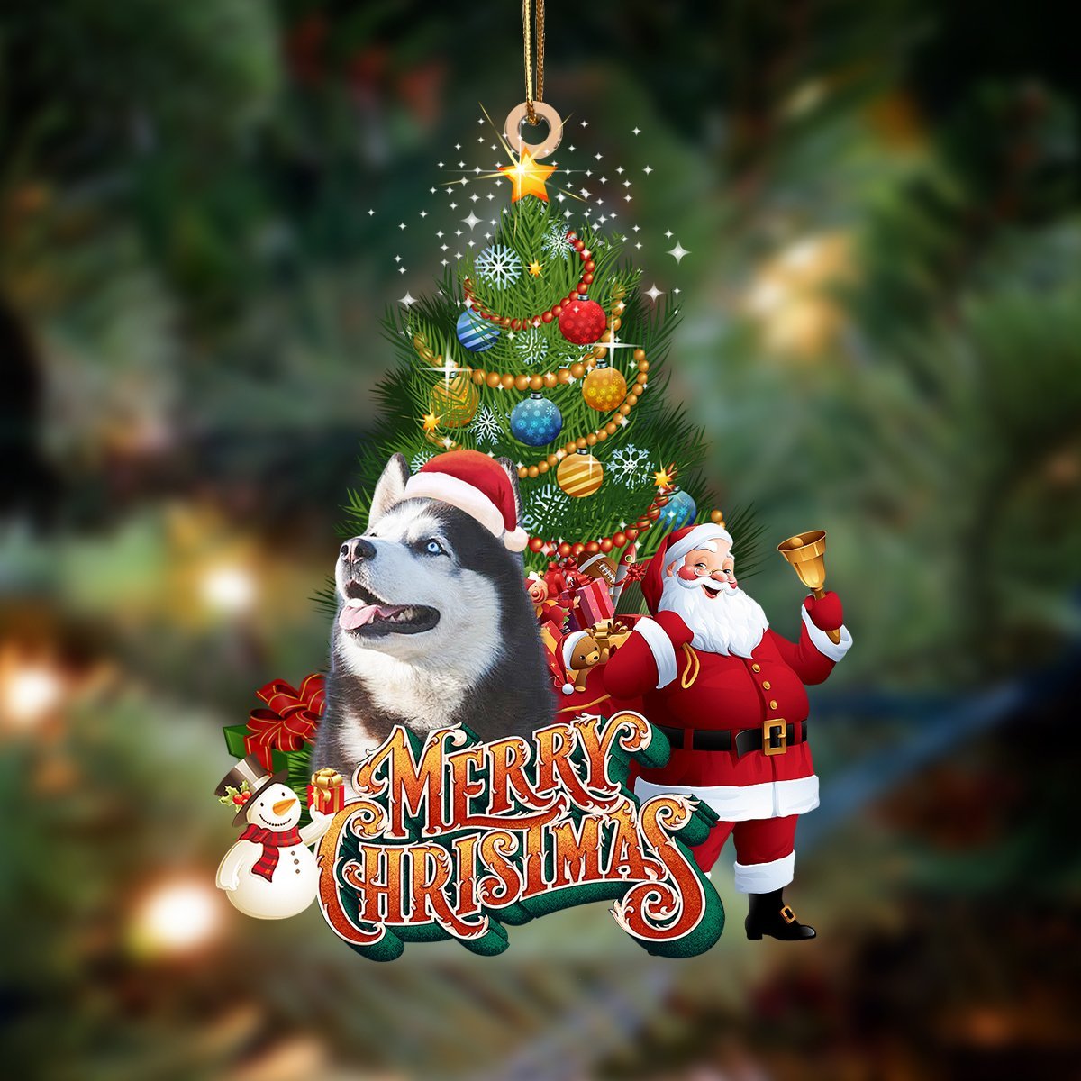 Siberian Husky-Christmas Tree&Dog Hanging Ornament