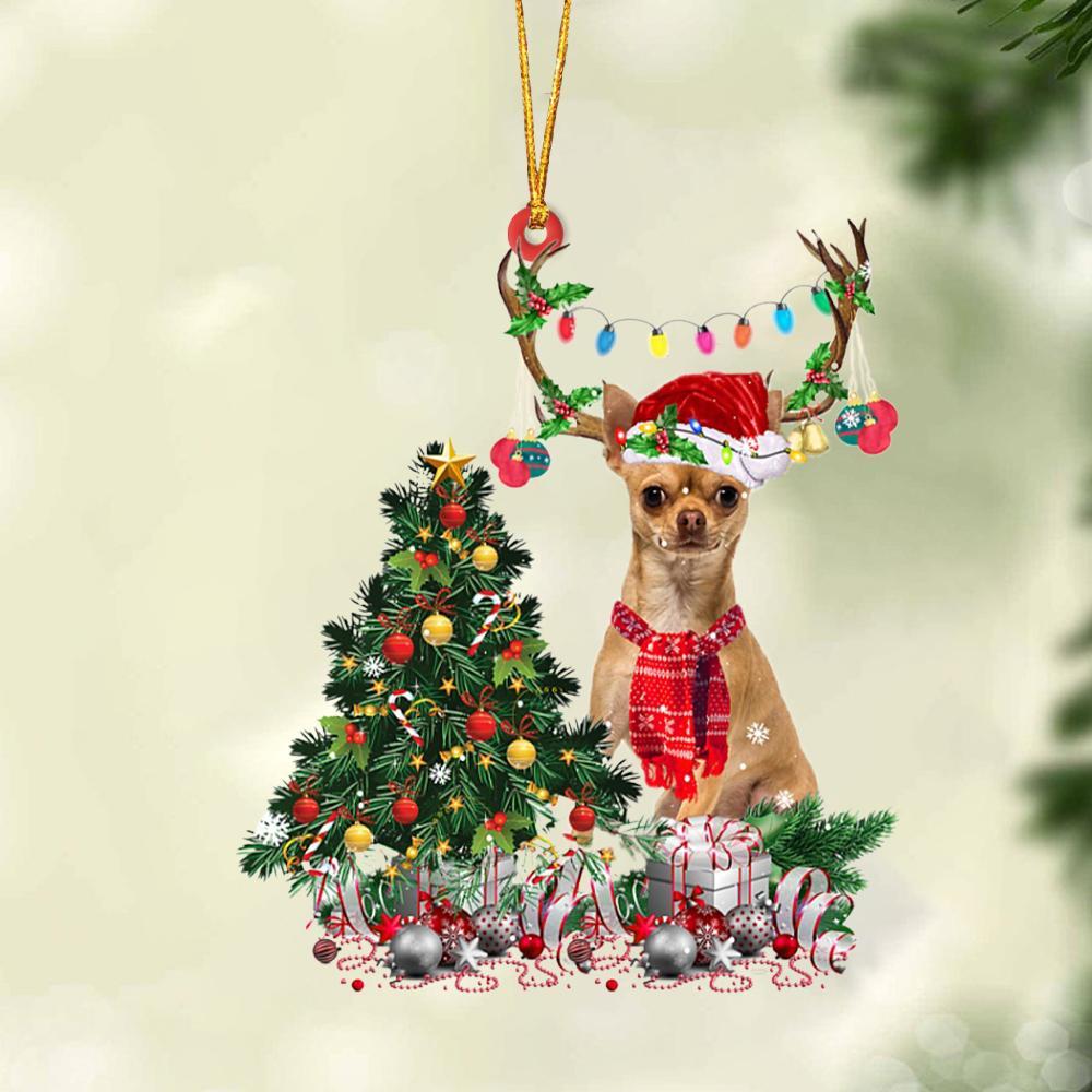 TAN Chihuahua 1-Christmas Tree Gift Hanging Ornament
