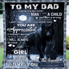 To My Dad Blanket From Son And Daughter, Customized Blanket Happy Father&#39;s Day Gift