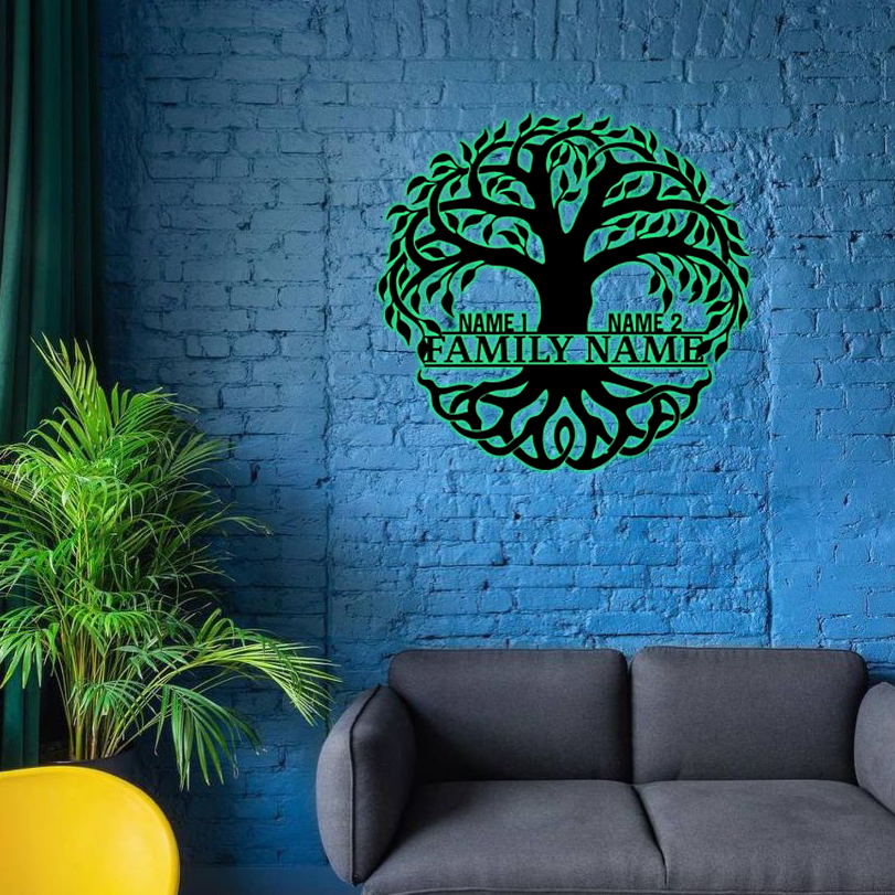 Presentprints Personalized Tree of Life RGB Led Lights Metal Wall Art, Gift For Valentine