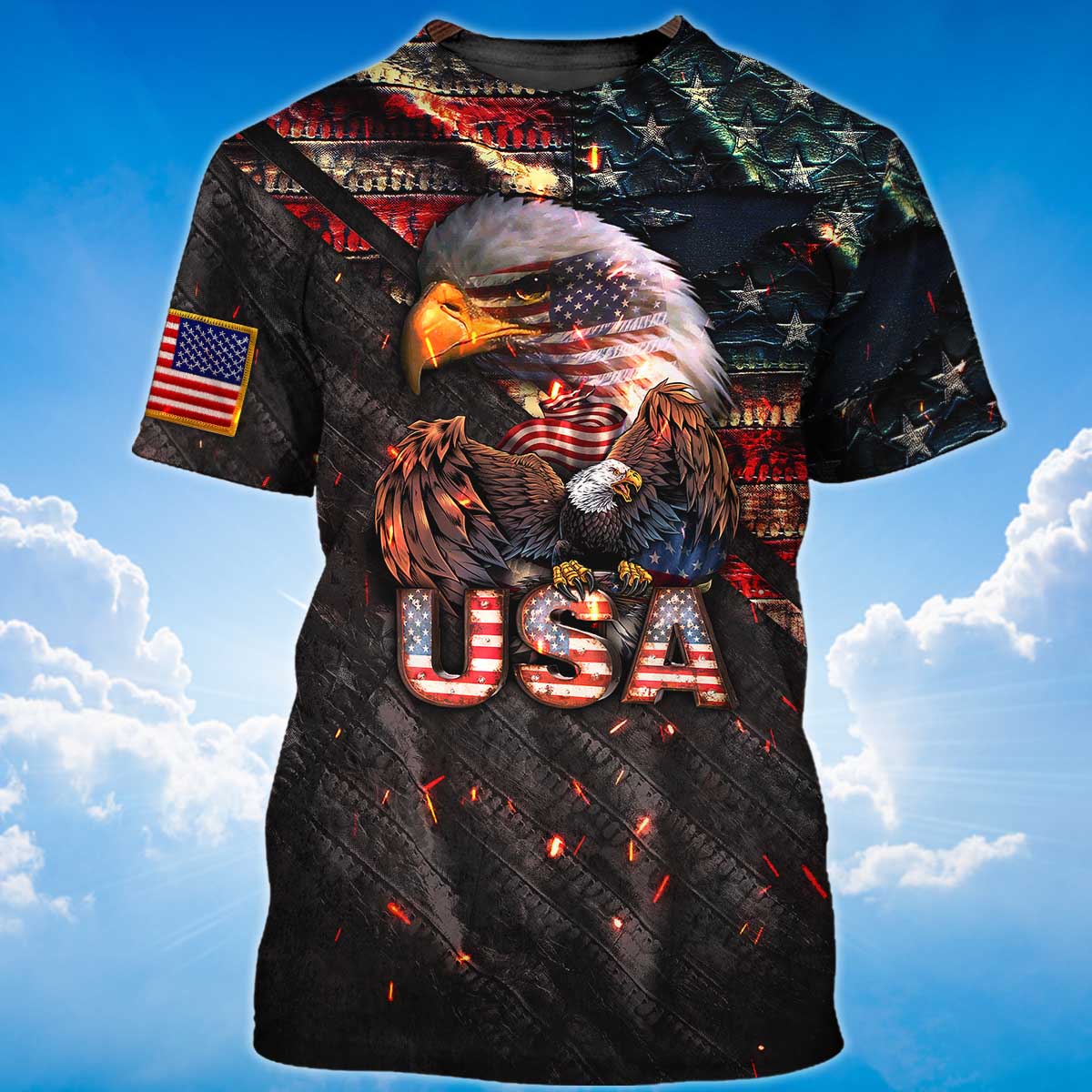 PresentsPrints, Flying Eagle And American Flag T-Shirt