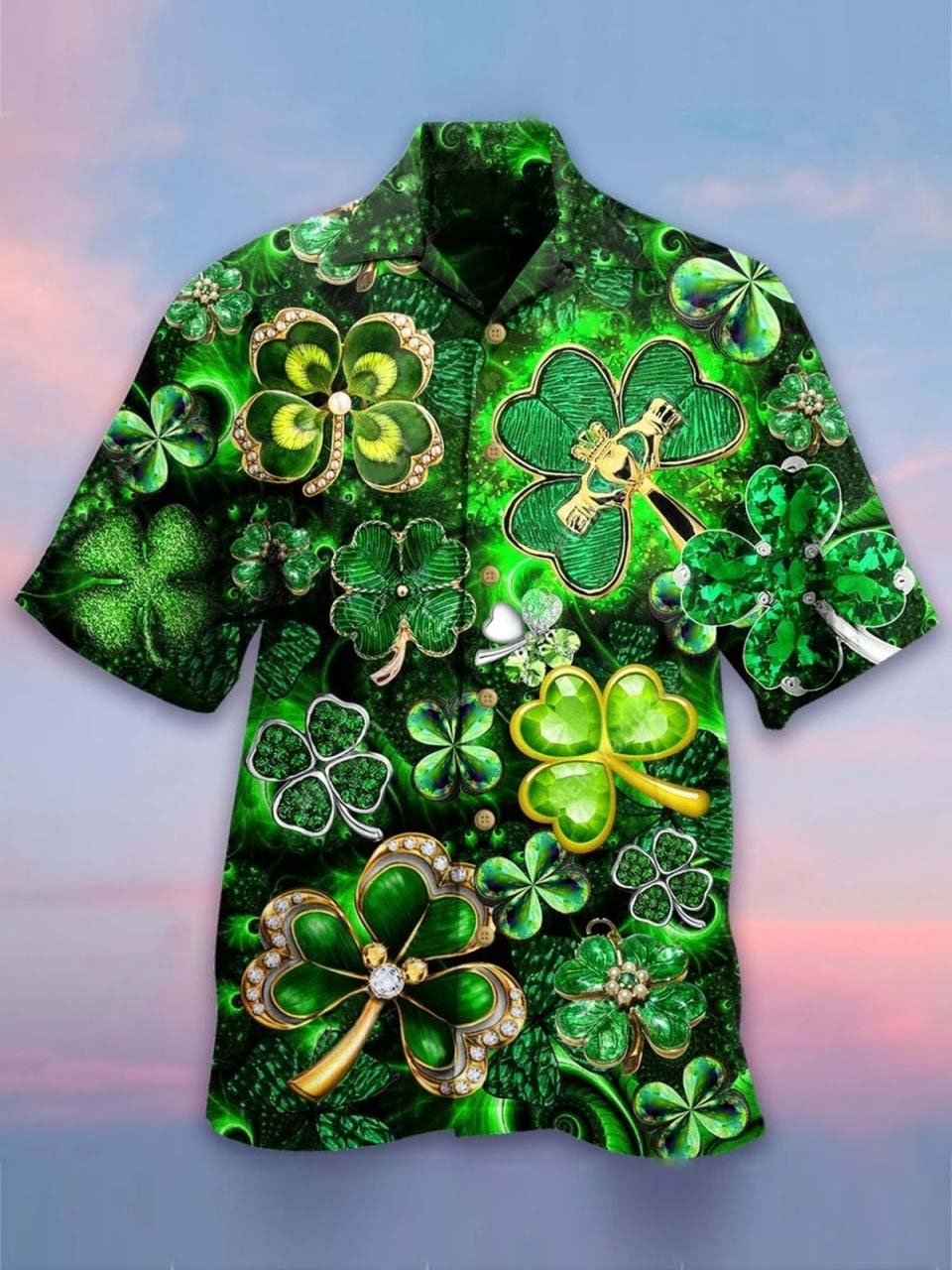 PresentsPrints, Shamrock Irish leaf diamond - Hawaiian shirt