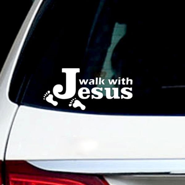 Walk with Jesus Car Decal Sticker | Waterproof | Vinyl Sticker