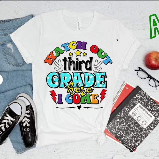 PresentsPrints, Watch out Third Grade here I come, Back to school T-shirt