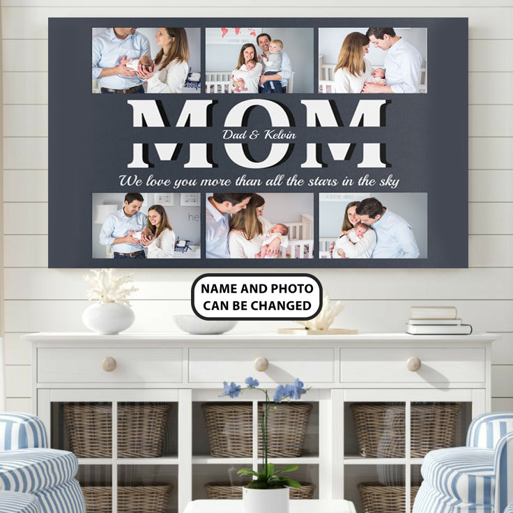 PresentsPrints, Mom, We love you more than all the stars in the Sky, Personalized Canvas, Mother's Day Gift