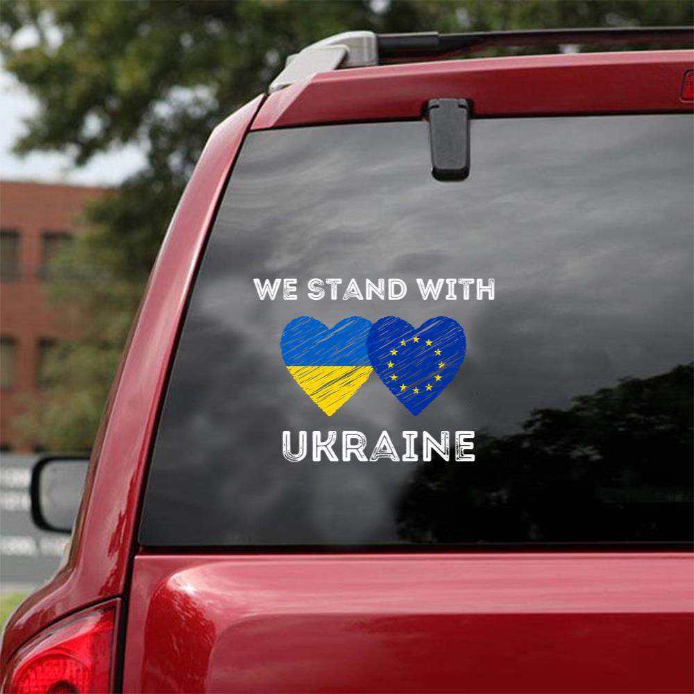 We Stand With Ukraine Europe Support Ukraine Essential Car Vinyl Decal Sticker