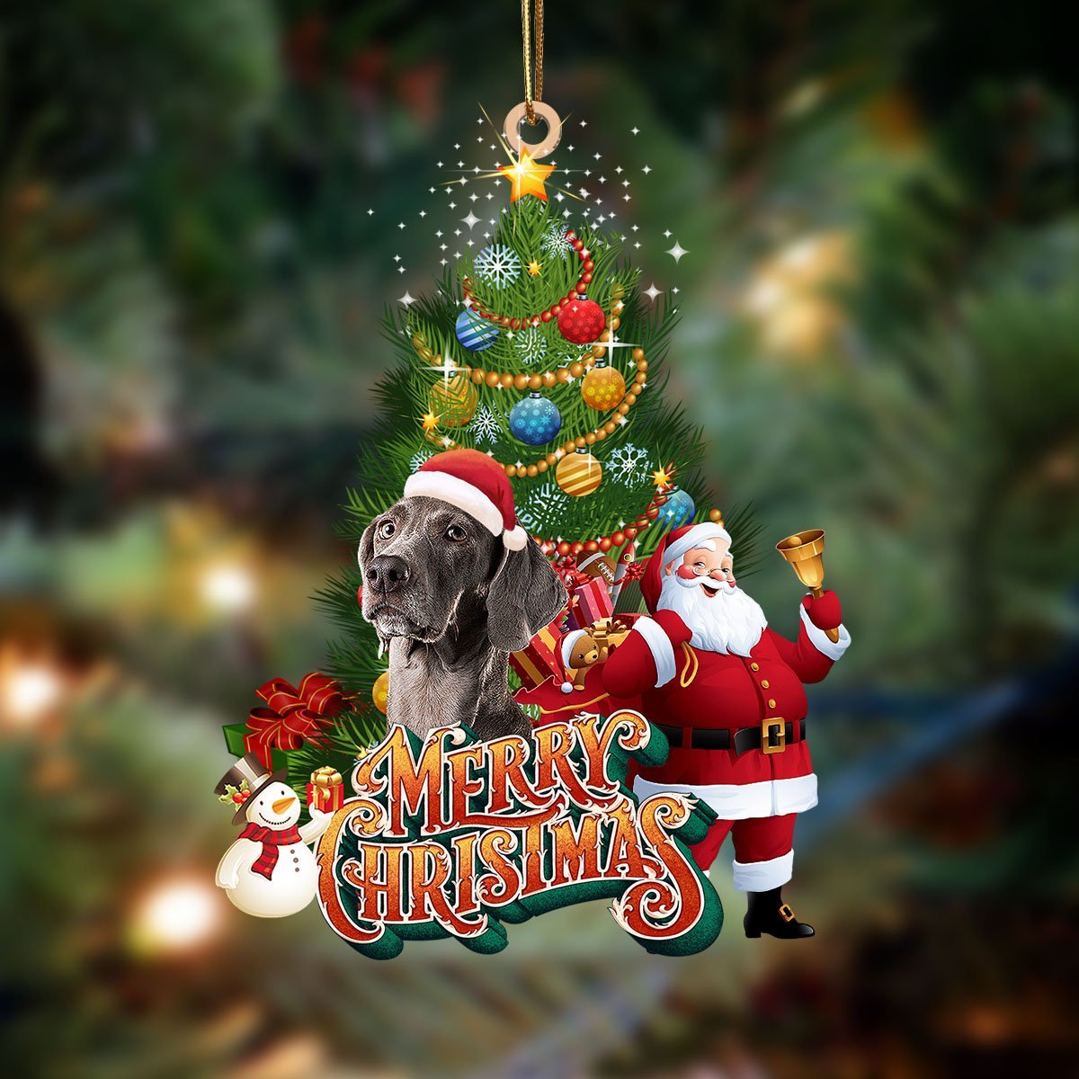 Weimaraner-Christmas Tree&Dog Hanging Ornament