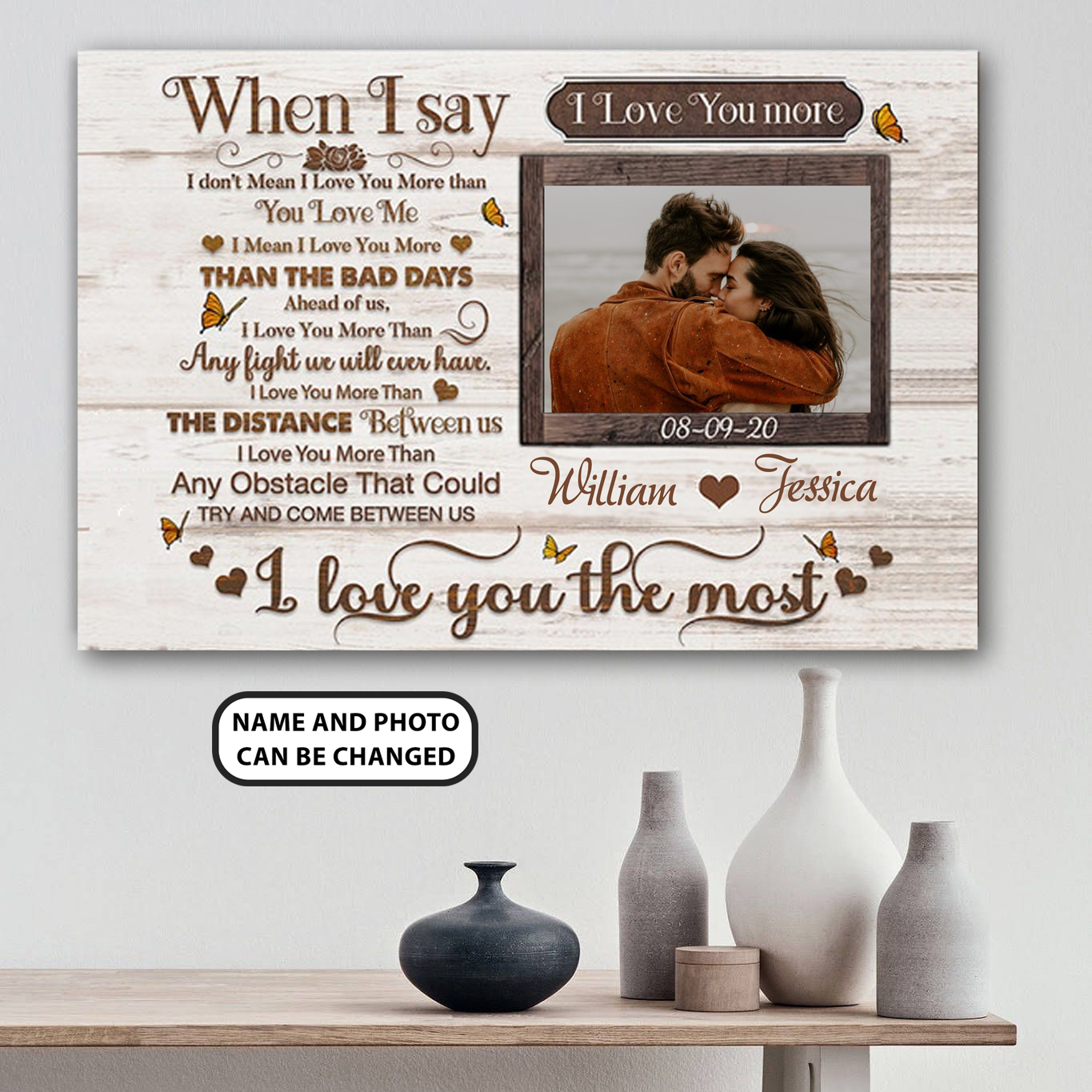 PresentsPrints, When I Say I Love You More - Personalized Canvas, Weeding Gift, Valentine Gift, Anniversary Gift For Her for Him