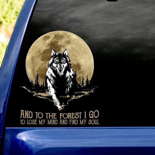 Wolf and Moon Car Decal Sticker | Waterproof | Vinyl Sticker