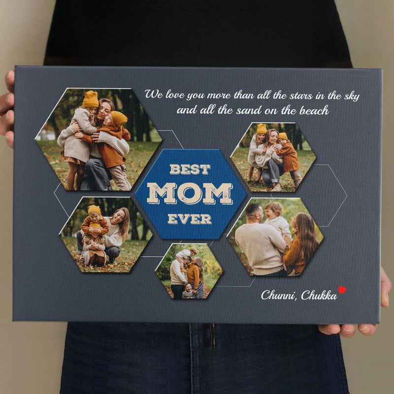 PresentsPrints, Best Mom Ever, Custom Photo Collage, Personalized Canvas, Mother's Day Gift