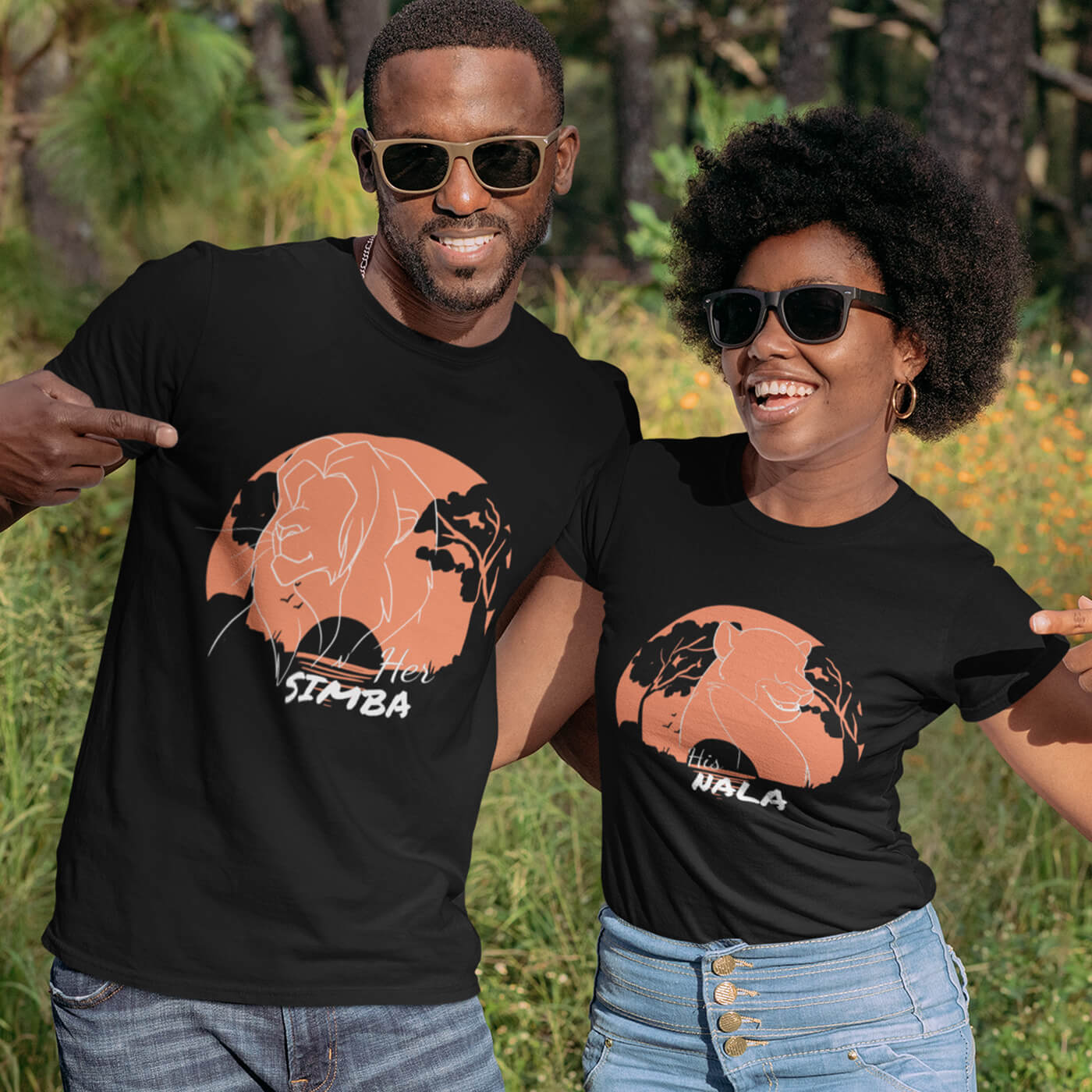 PresentsPrints, Couple t-shirts Set of 2 Nala And Simba, Valentine Gift