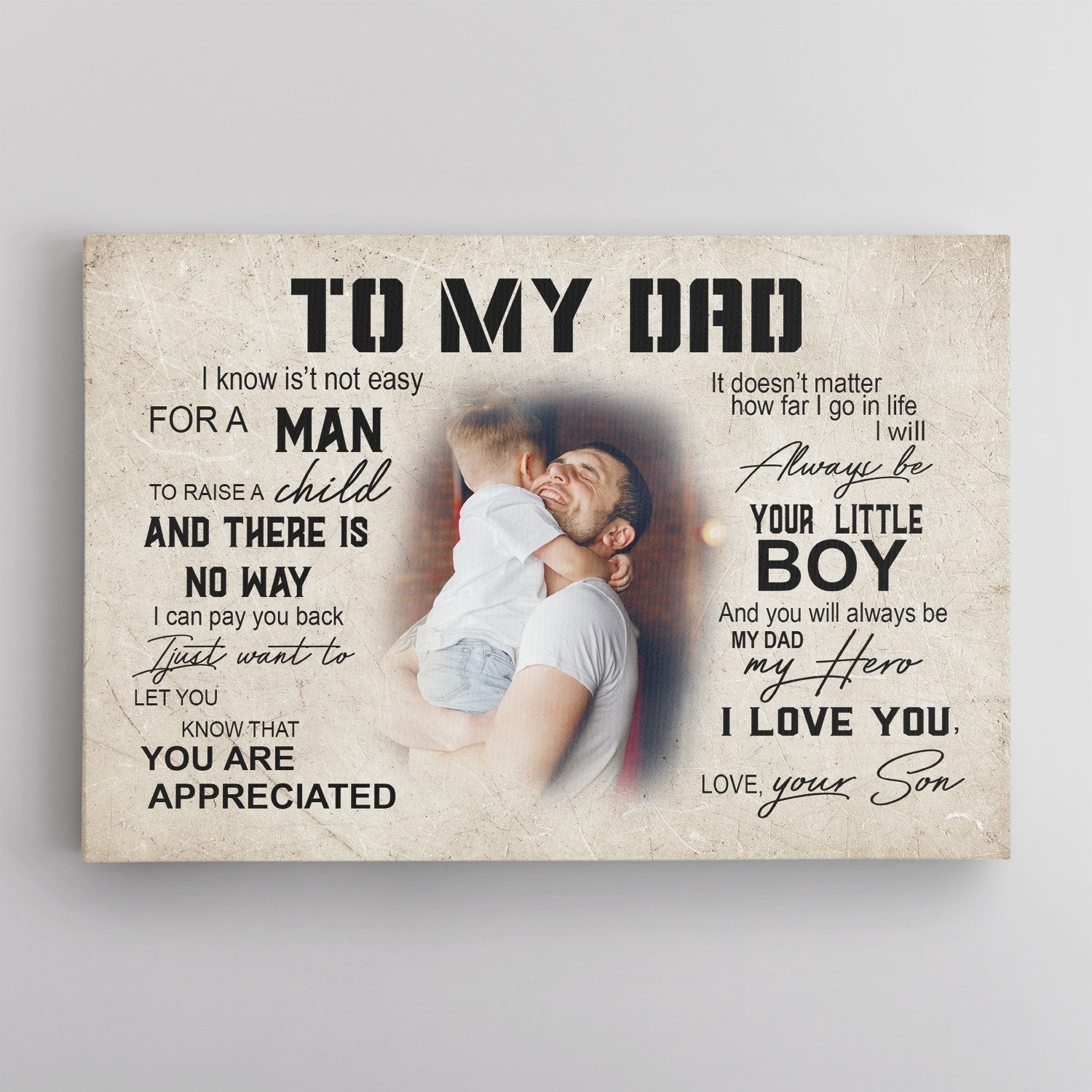 PresentsPrints, Custom Photo And Text, Gift For Dad, Canvas