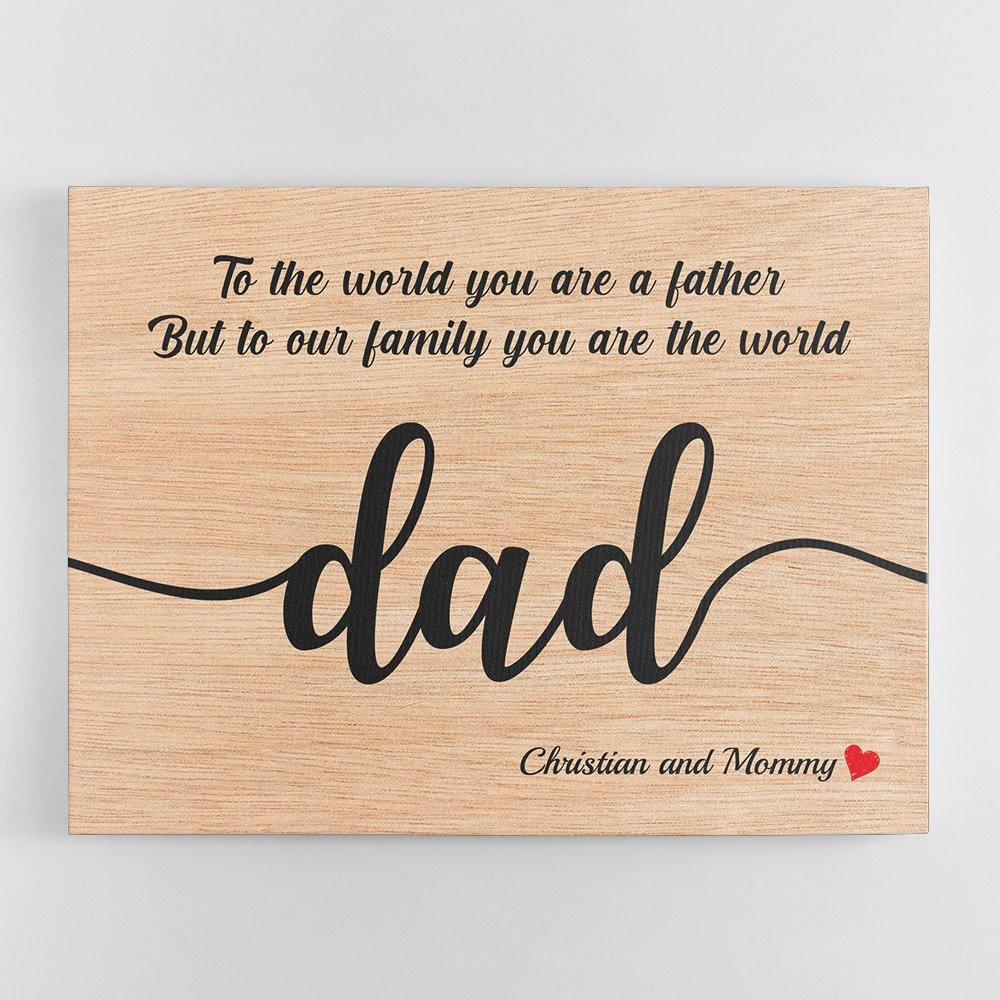 PresentsPrints, Dad Custom Text - Personalized Light Wood Background Canvas