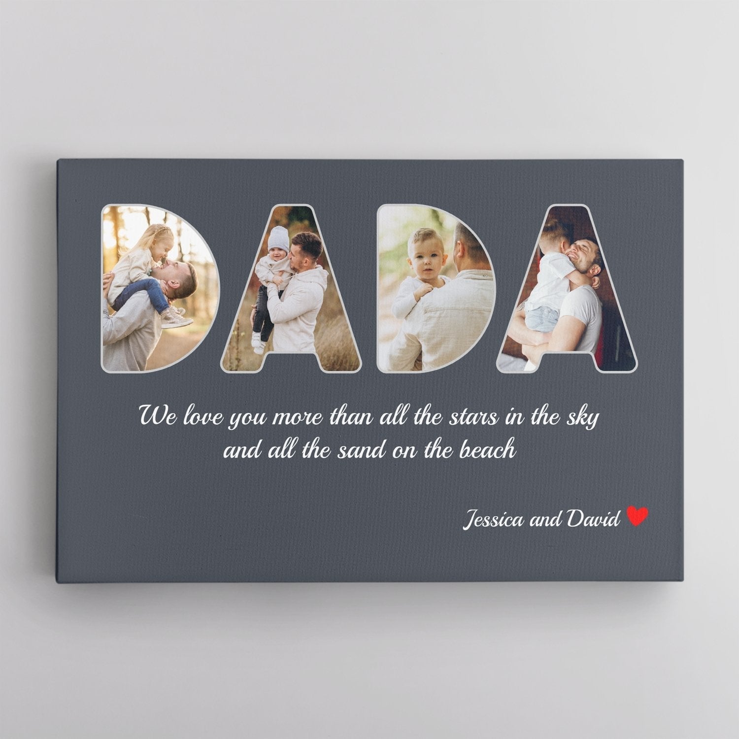 PresentsPrints, Dada Custom Photo - Personalized Name And Text Canvas Wall Art
