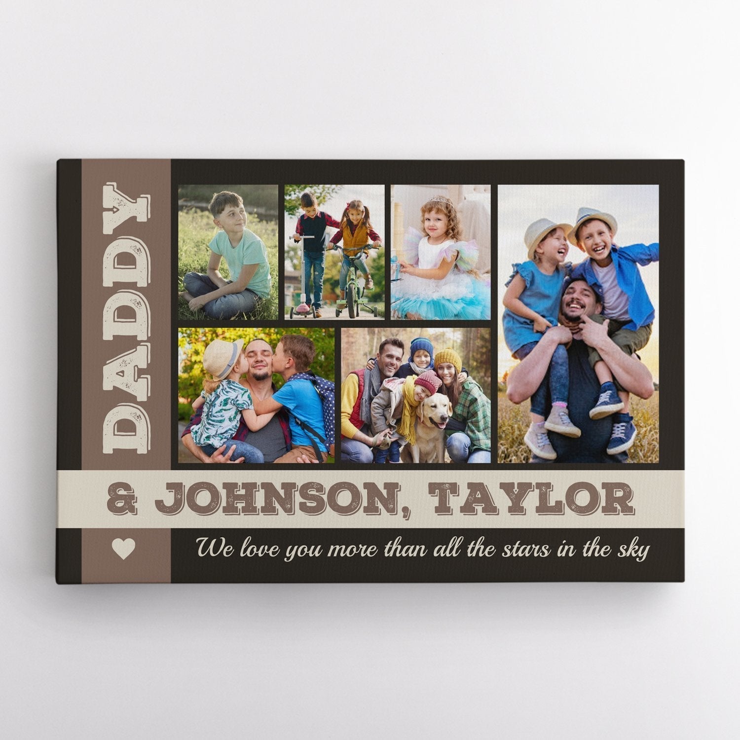 PresentsPrints, Daddy, Custom Photo, Personalized Name And Text Canvas Wall Art
