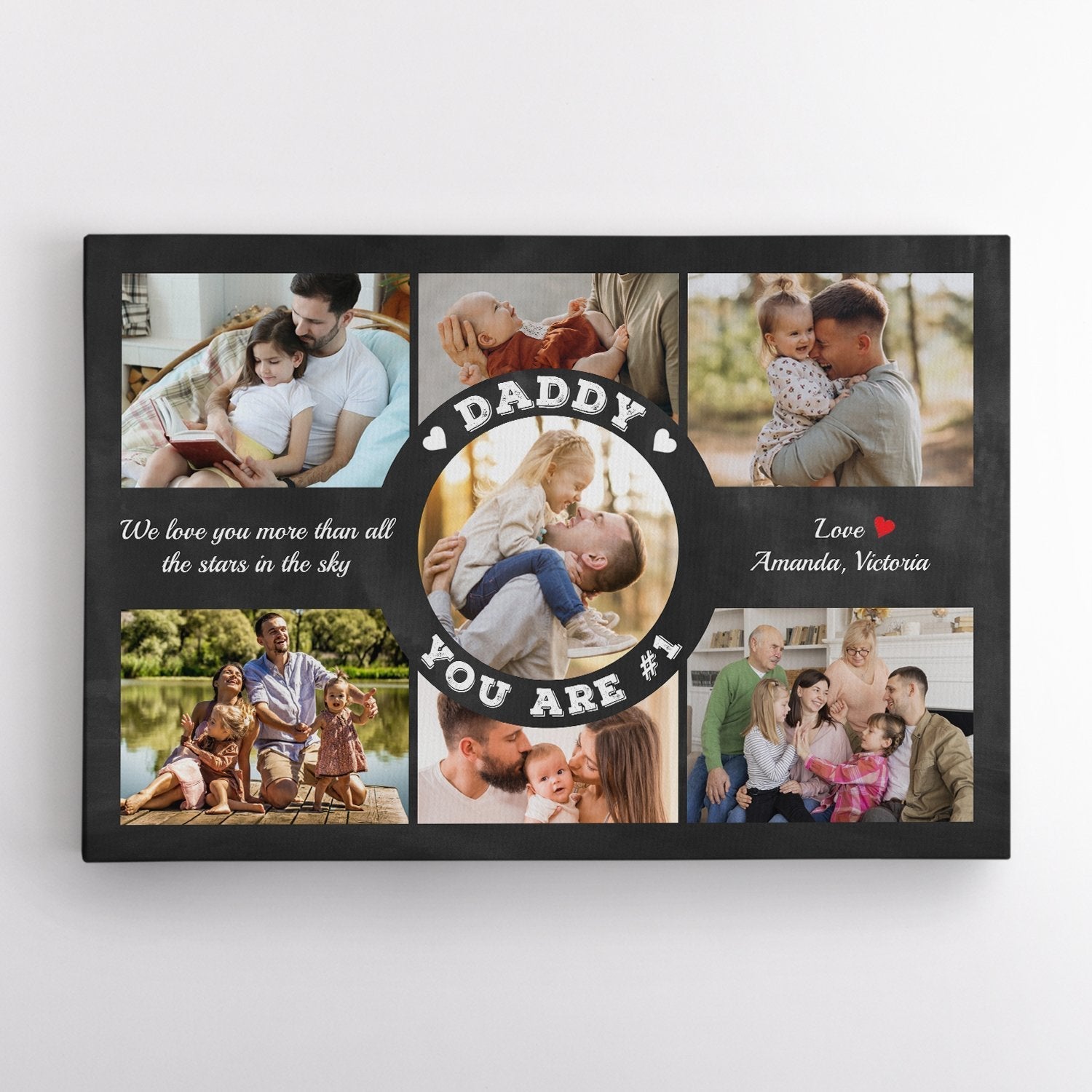 PresentsPrints, Daddy You Are Number 1, Custom Photo Collage, Personalized Name And Text Canvas Wall Art