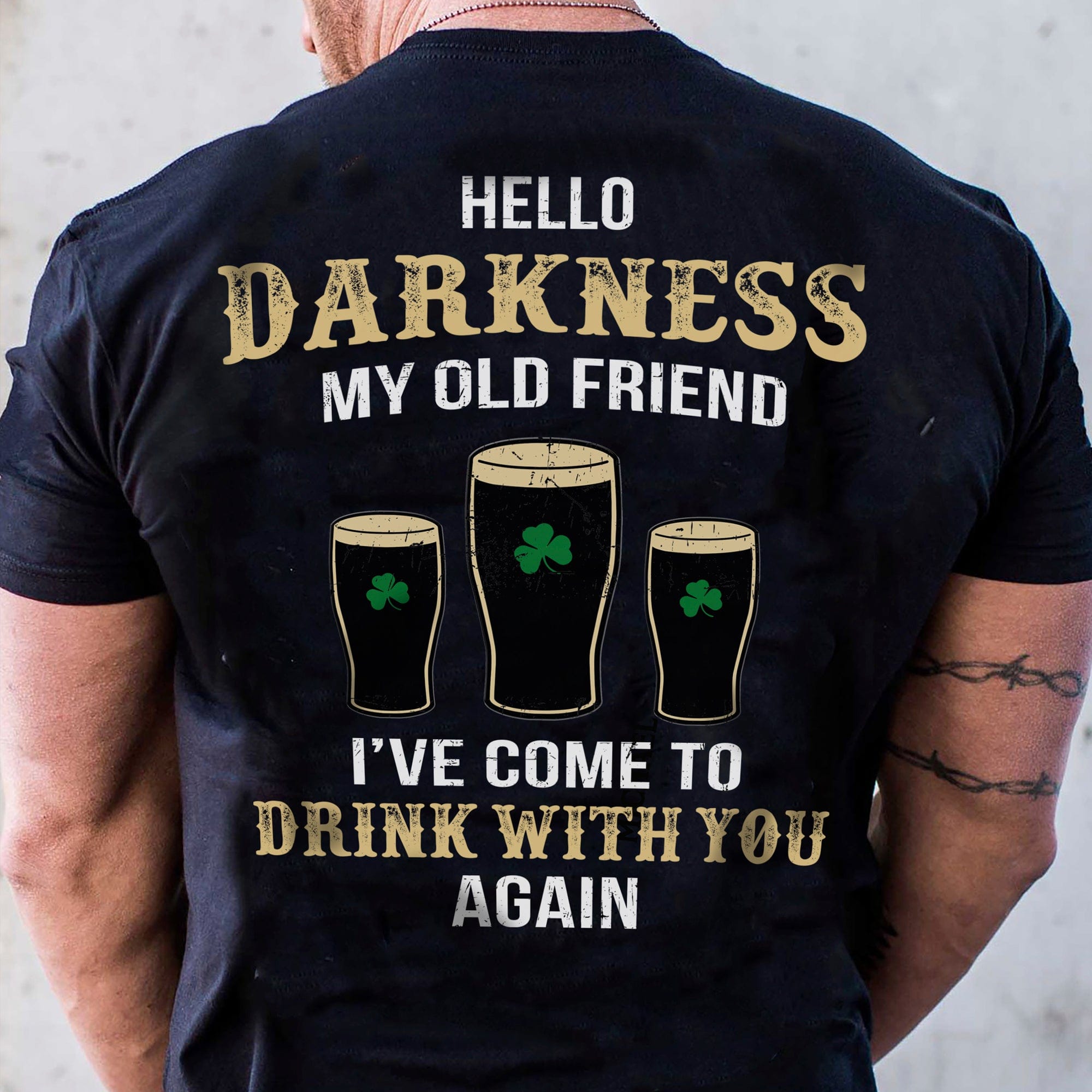 PresentsPrints, Darkness old friend drink beer irish st patty's day shirt printed back