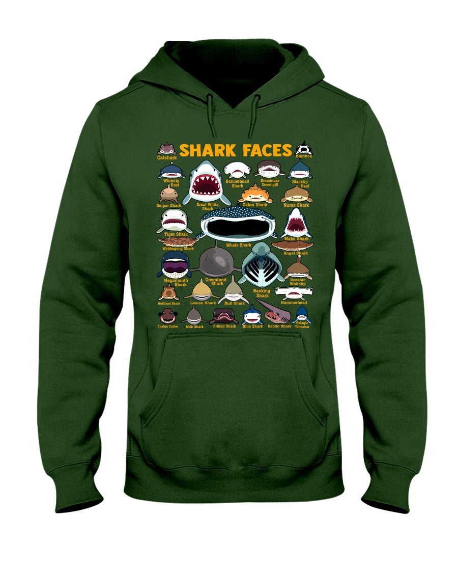 PresentsPrints, Love Shark Faces, Gift for Shark Lover Hoodie