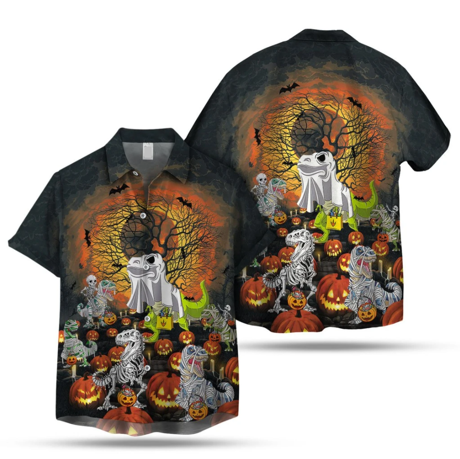 Halloween Dinosaur Hawaiian Shirt, Aloha Shirt