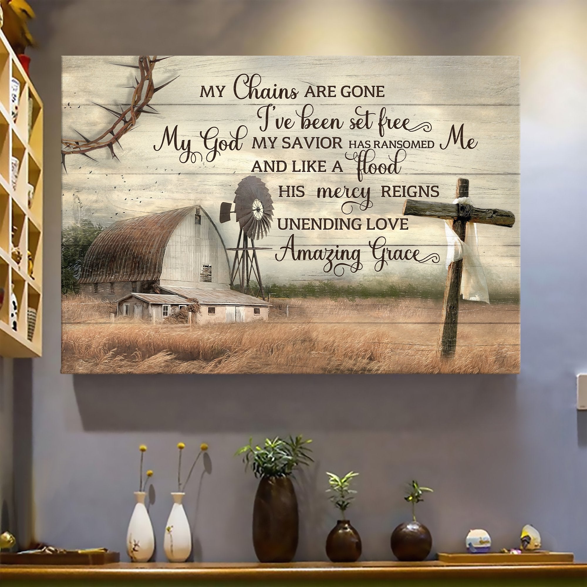 Tranquil farm - My chain are gone, I've been set free - Jesus Landscape Canvas Prints - Wall Art